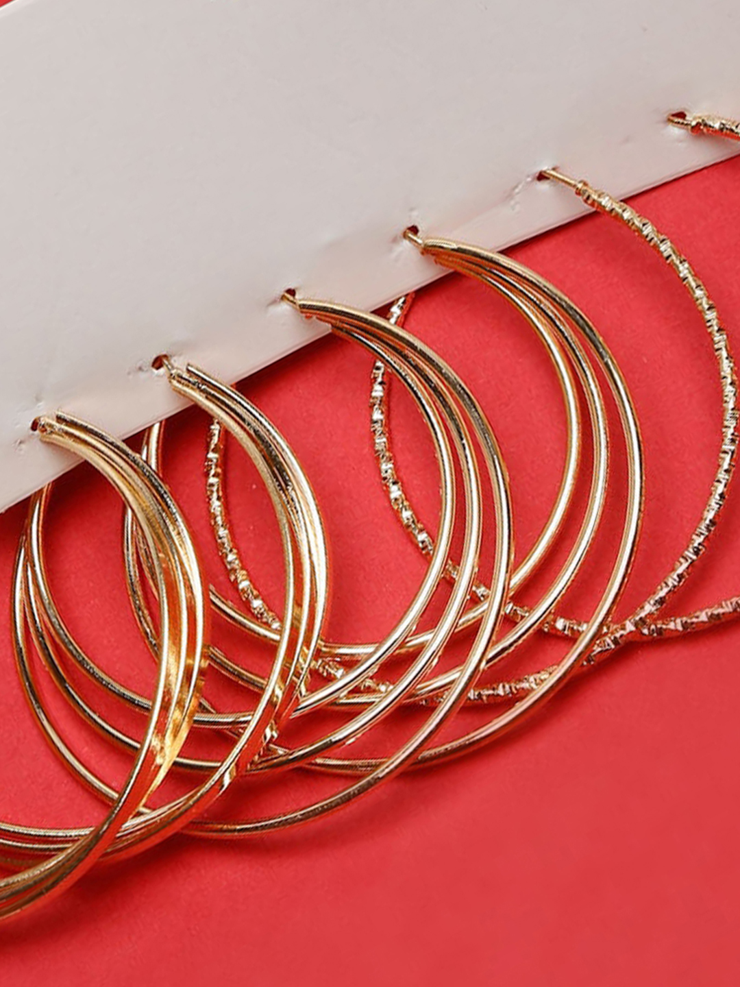 Gold-Plated Set Of 3 Contemporary Hoop Earrings